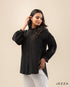 Effortless Poise: Mandarin Collar Drop-Shoulder Top 71921